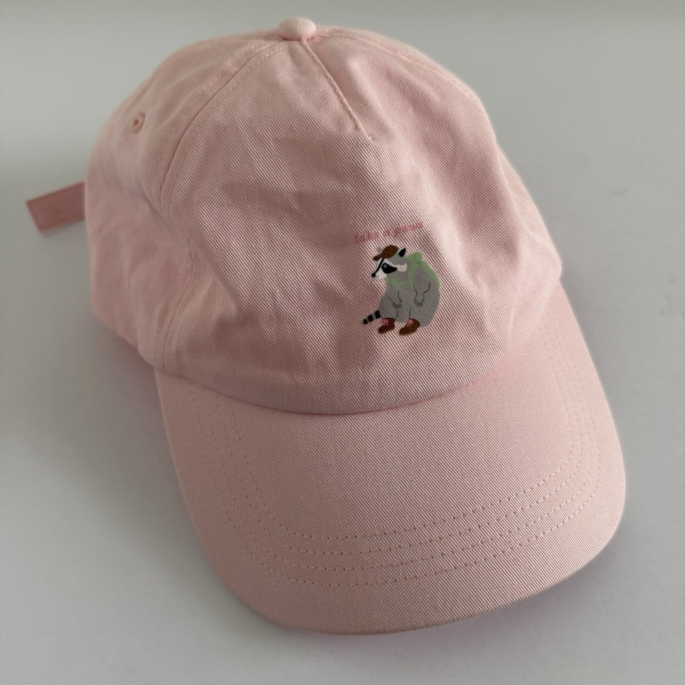 Pink Dad Hat Embroidered Hiking Raccoon Take a Paws Adjustable Cotton‎ Cap